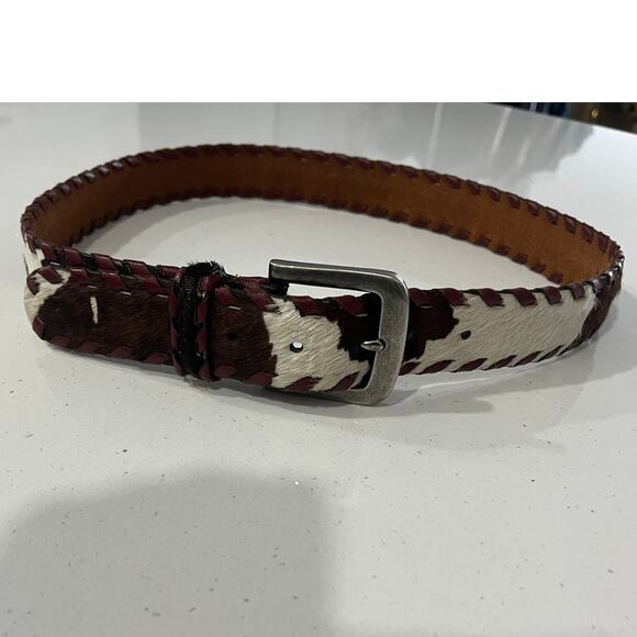 Gap Genuine Cowhide Hair Western Cowboy Style Pony Fur Cow Leather Belt Size M - Picture 1 of 16